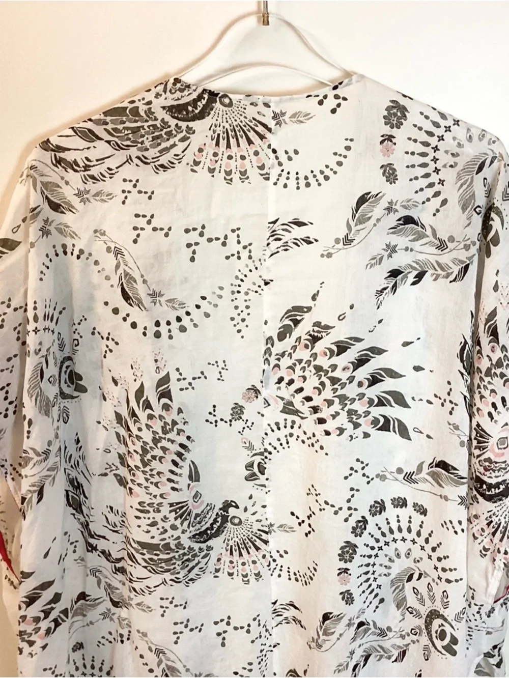 Odd Molly Boho 100% Cotton Bird Print Swim Cover Up - White - One Size - Picture 6 of 9
